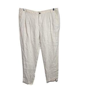 MNG Women's‎ Ivory Linen Pants Size 14 Tapered Career Coastal Old Money Natural